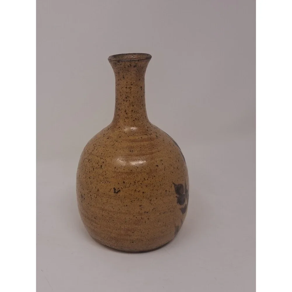 Vintage Studio Art Pottery Bud Vase Artist Signed Flowers Approx 70s 80s 7